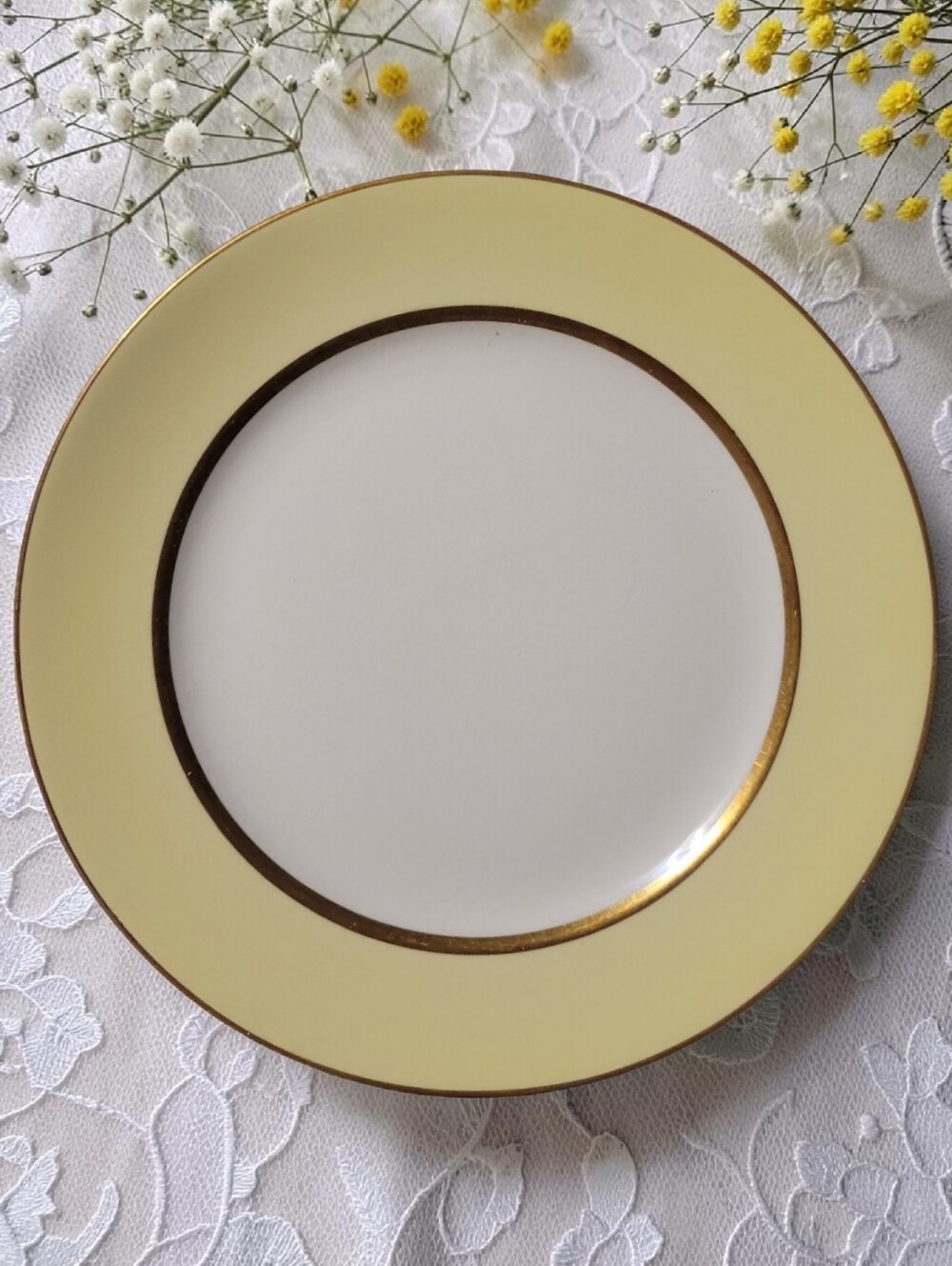 VTG 1940s POPE GOSSER 10 1/8" DINNER PLATE WARRANTED COIN GOLD IVORY #4